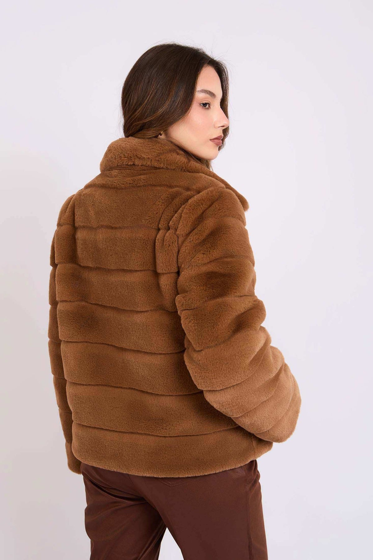 Women Regular Fit Jacket Brown