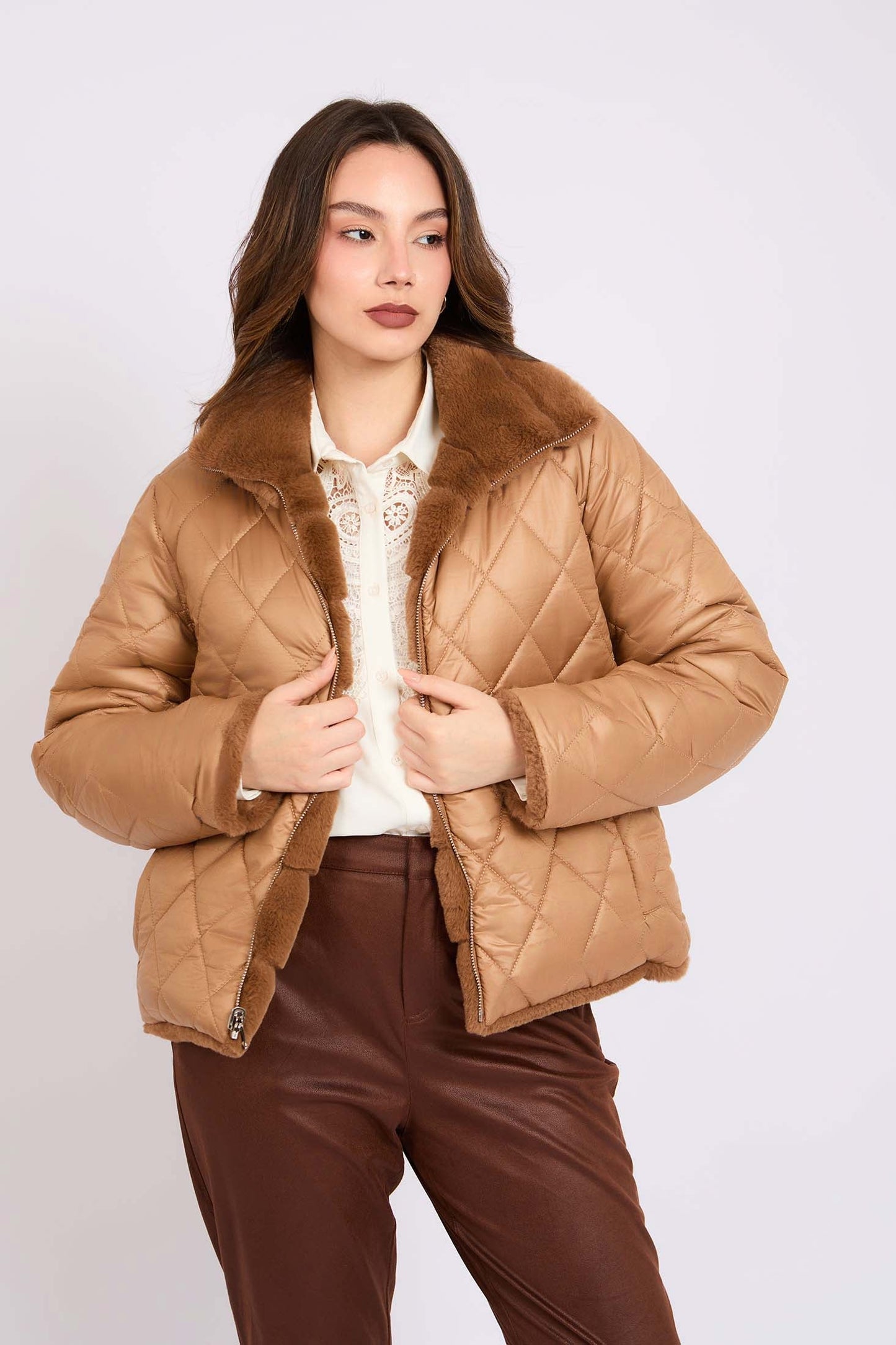 سترة نسائية عادية - وردية