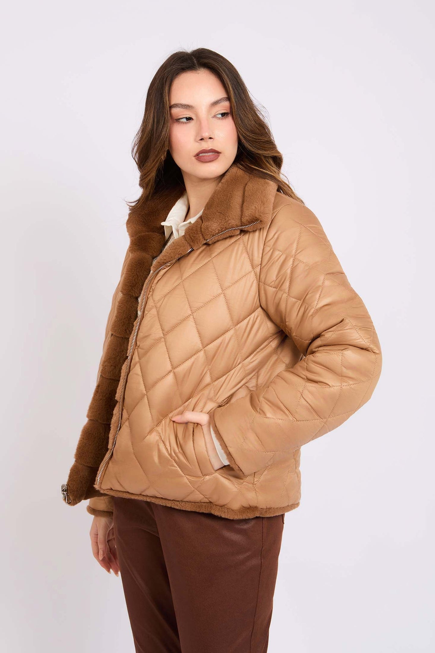 سترة نسائية عادية - وردية