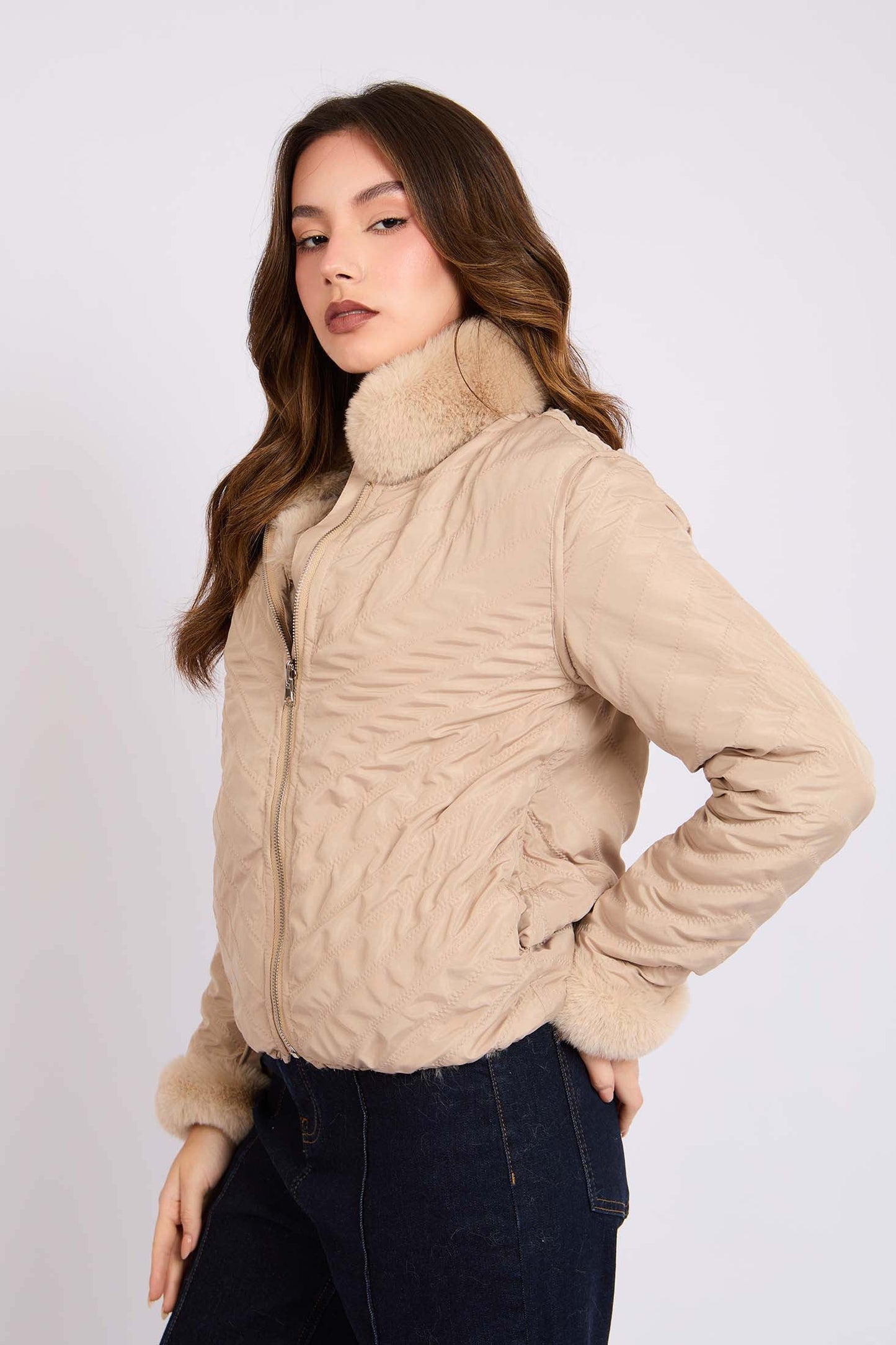 Women Regular Fit Jacket Brown