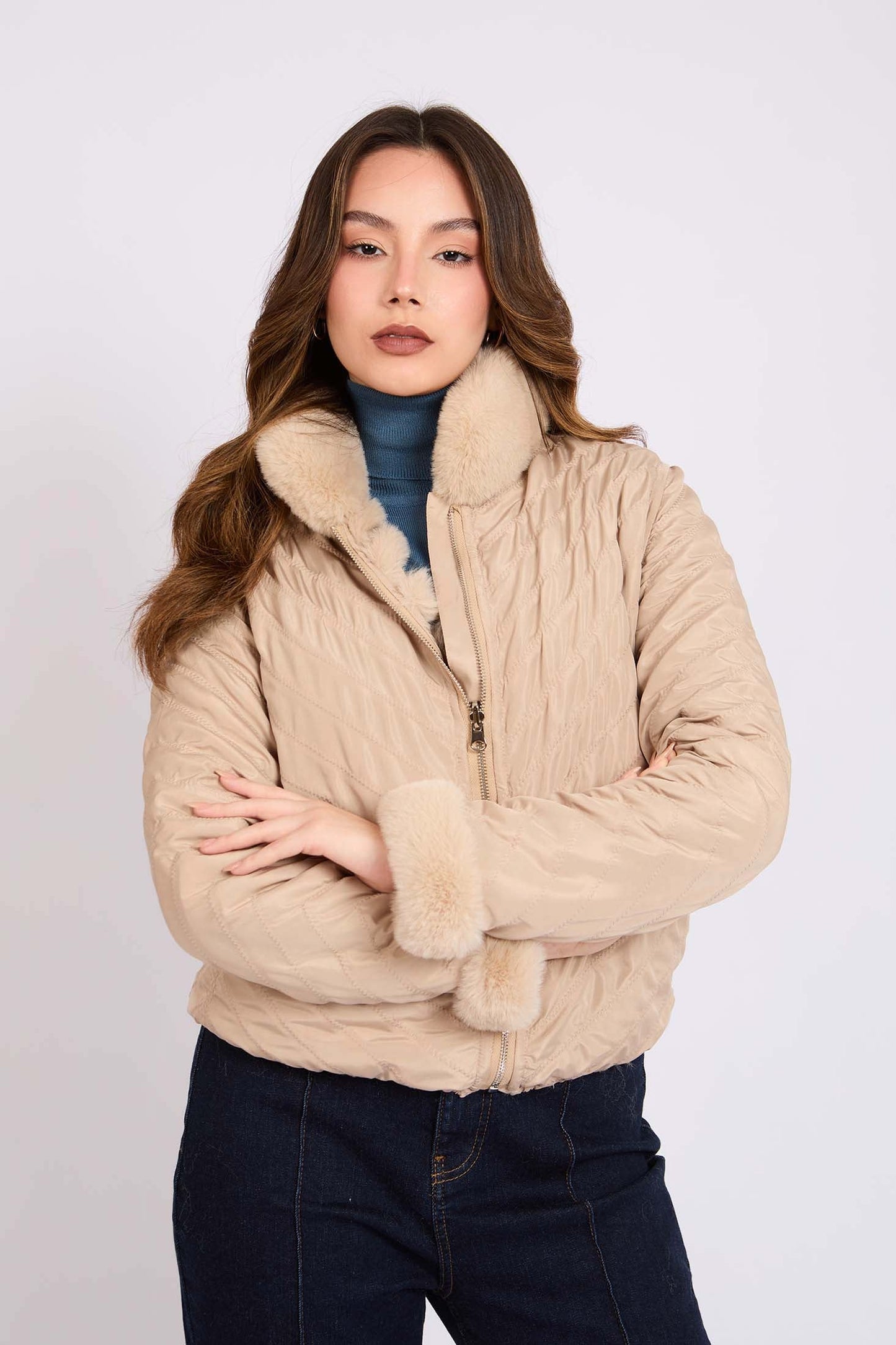 Women Regular Fit Jacket Brown