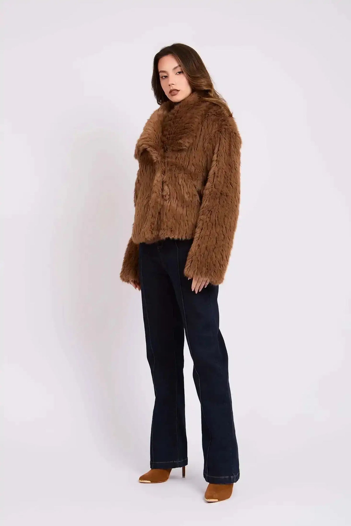 Women Regular Fit Jacket Brown