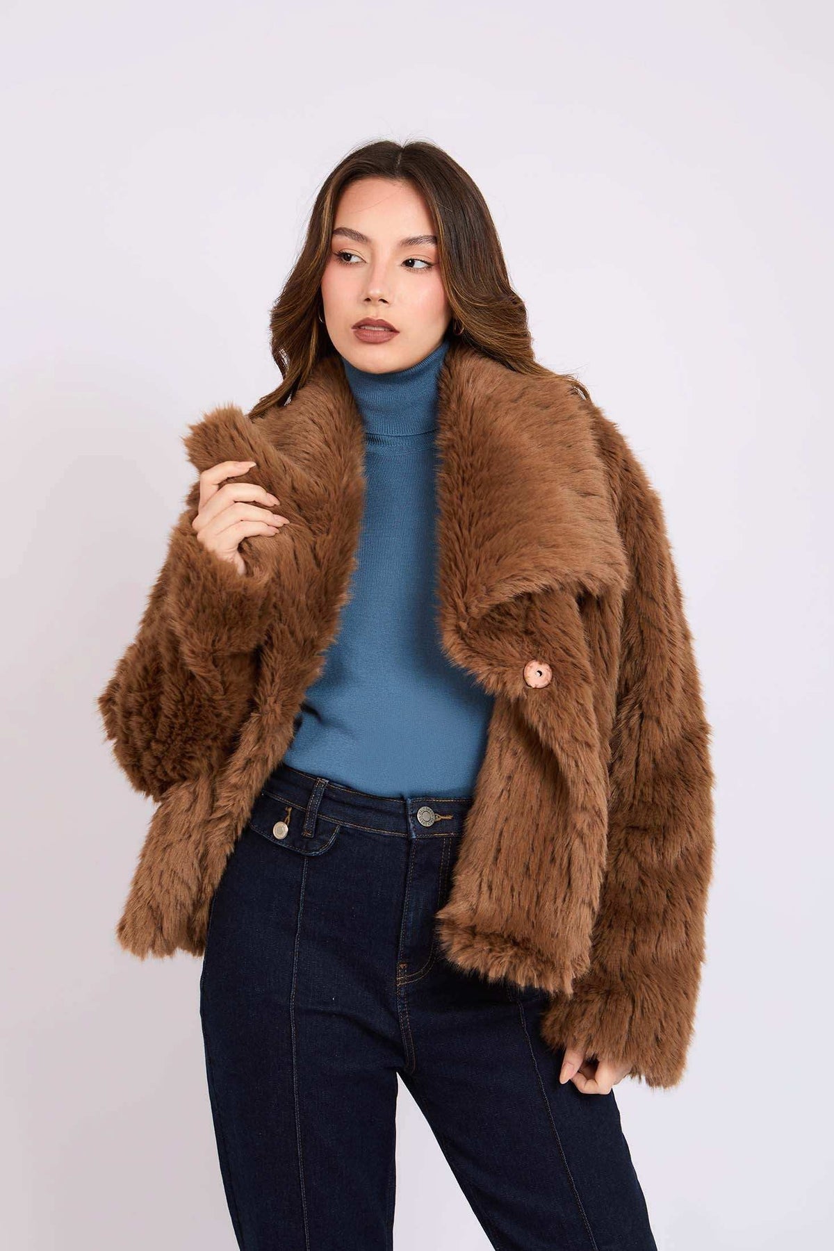 Women Regular Fit Jacket Brown