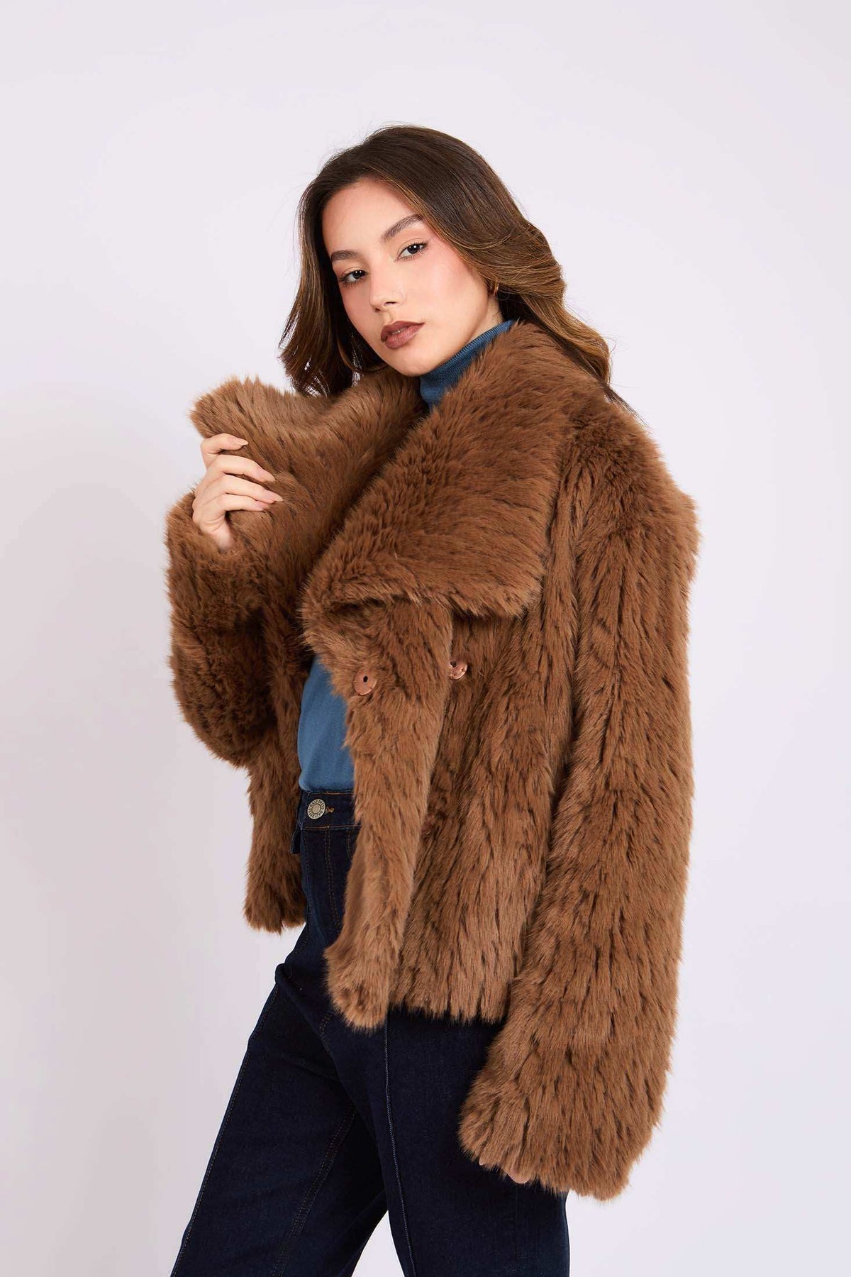 Women Regular Fit Jacket Brown