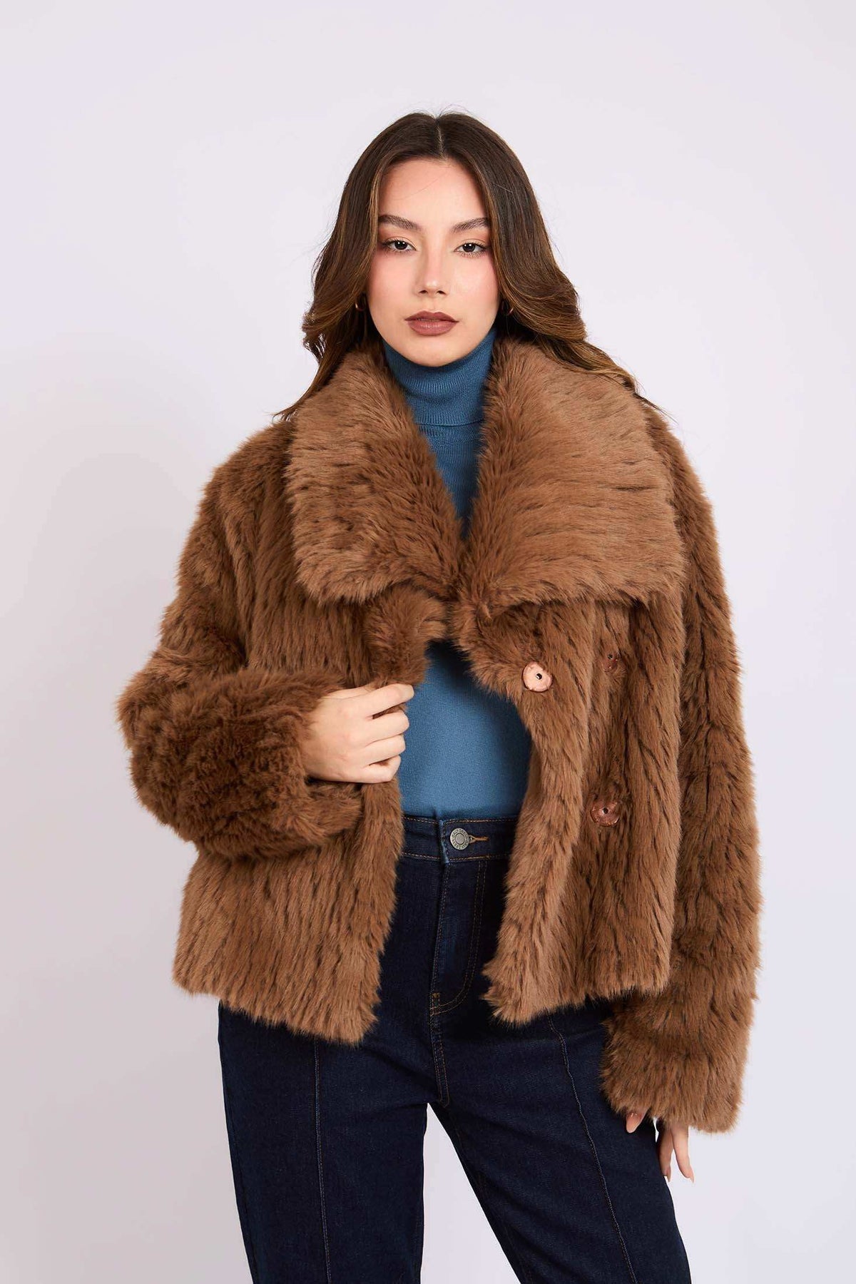 Women Regular Fit Jacket Brown