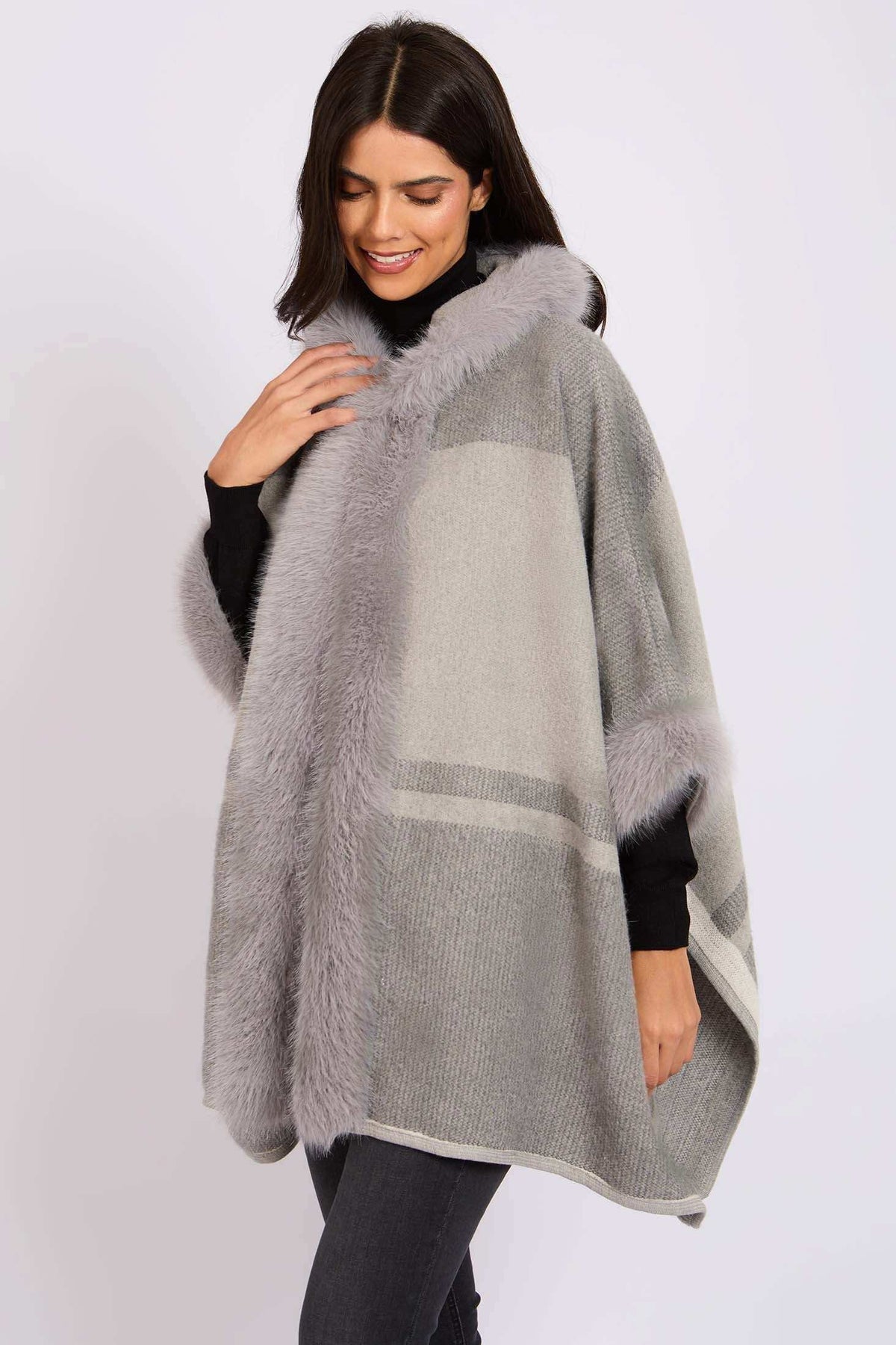 Women Regular Fit Poncho Grey