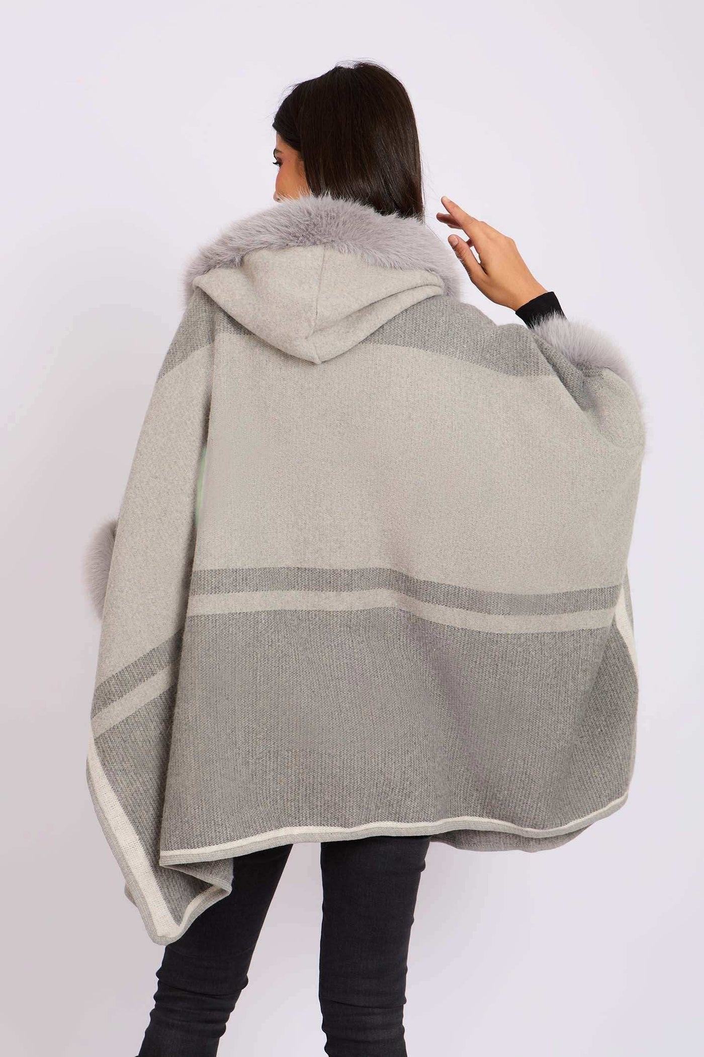 Women Regular Fit Poncho - Grey