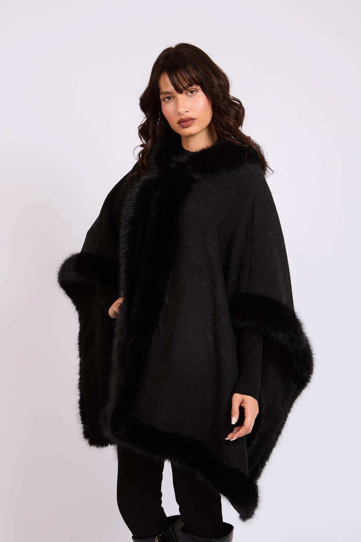 Women Regular Fit Poncho Black
