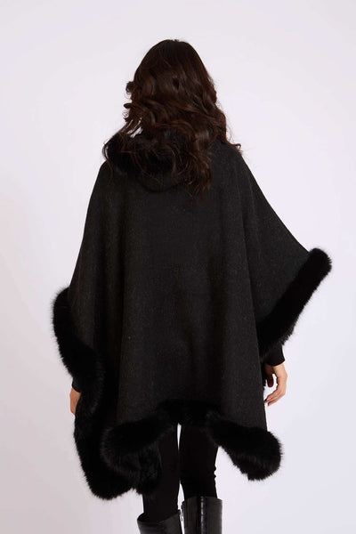 Women Regular Fit Poncho - Black