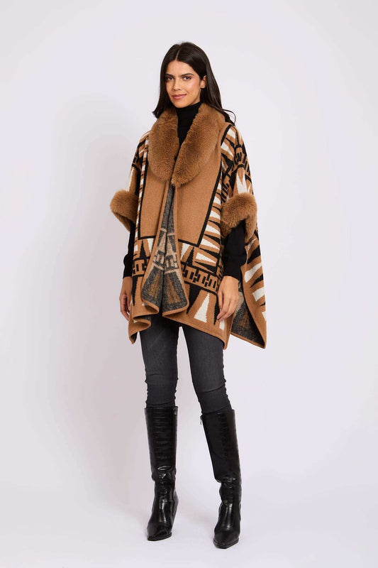 Women Regular Fit Poncho Brown