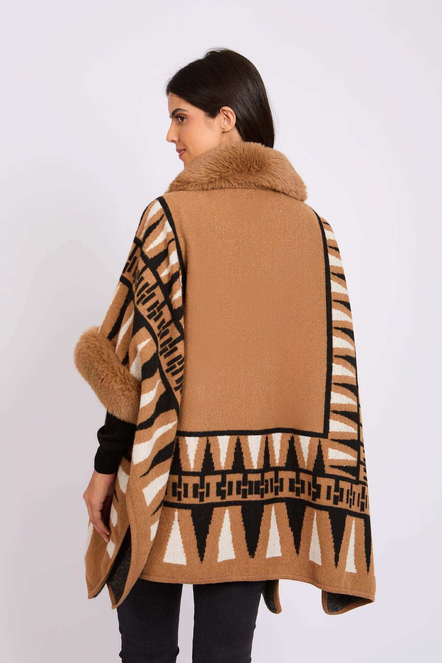 Women Regular Fit Poncho Brown
