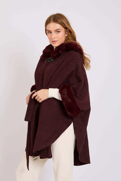 Women Regular Fit Poncho - Burgundy