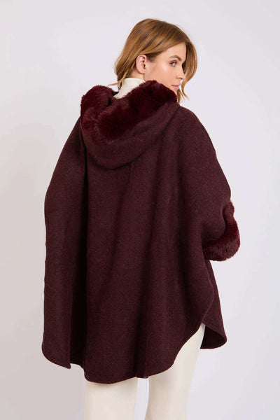 Women Regular Fit Poncho - Burgundy