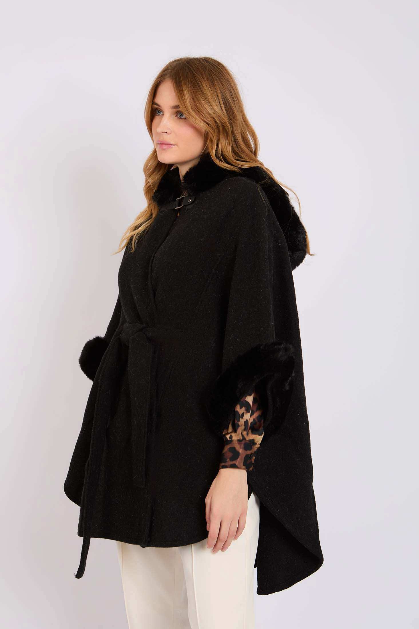 Women Regular Fit Poncho Black