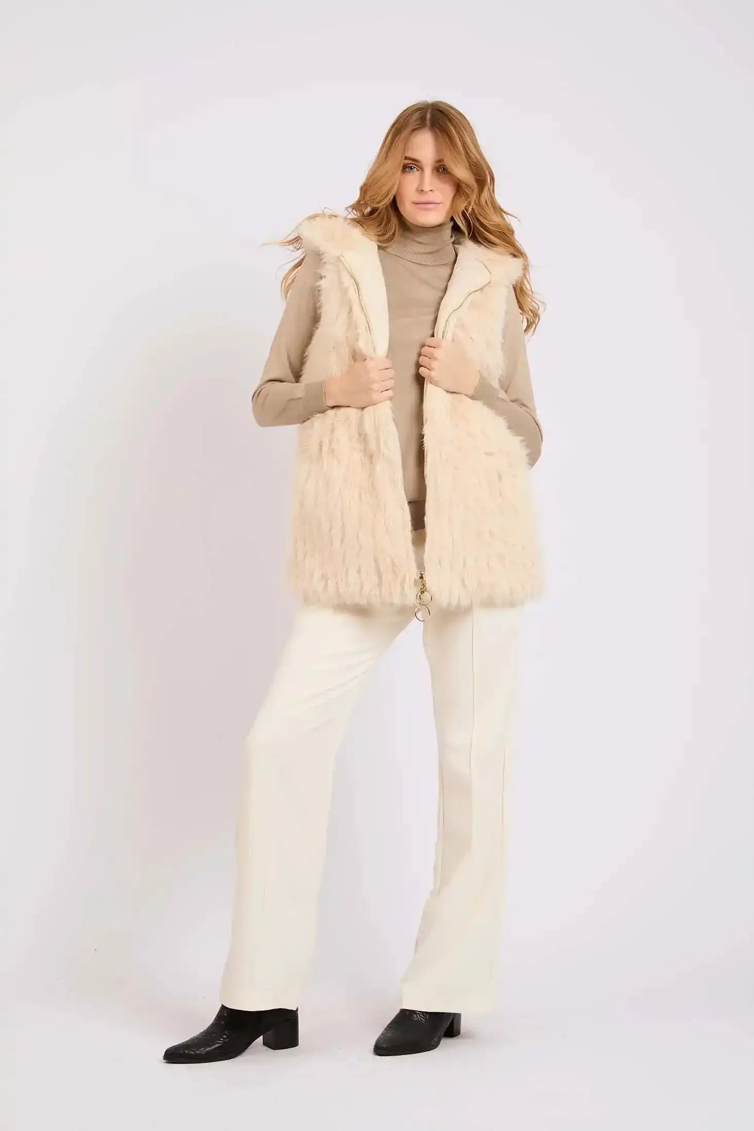 Women Regular Fit Vest Beige