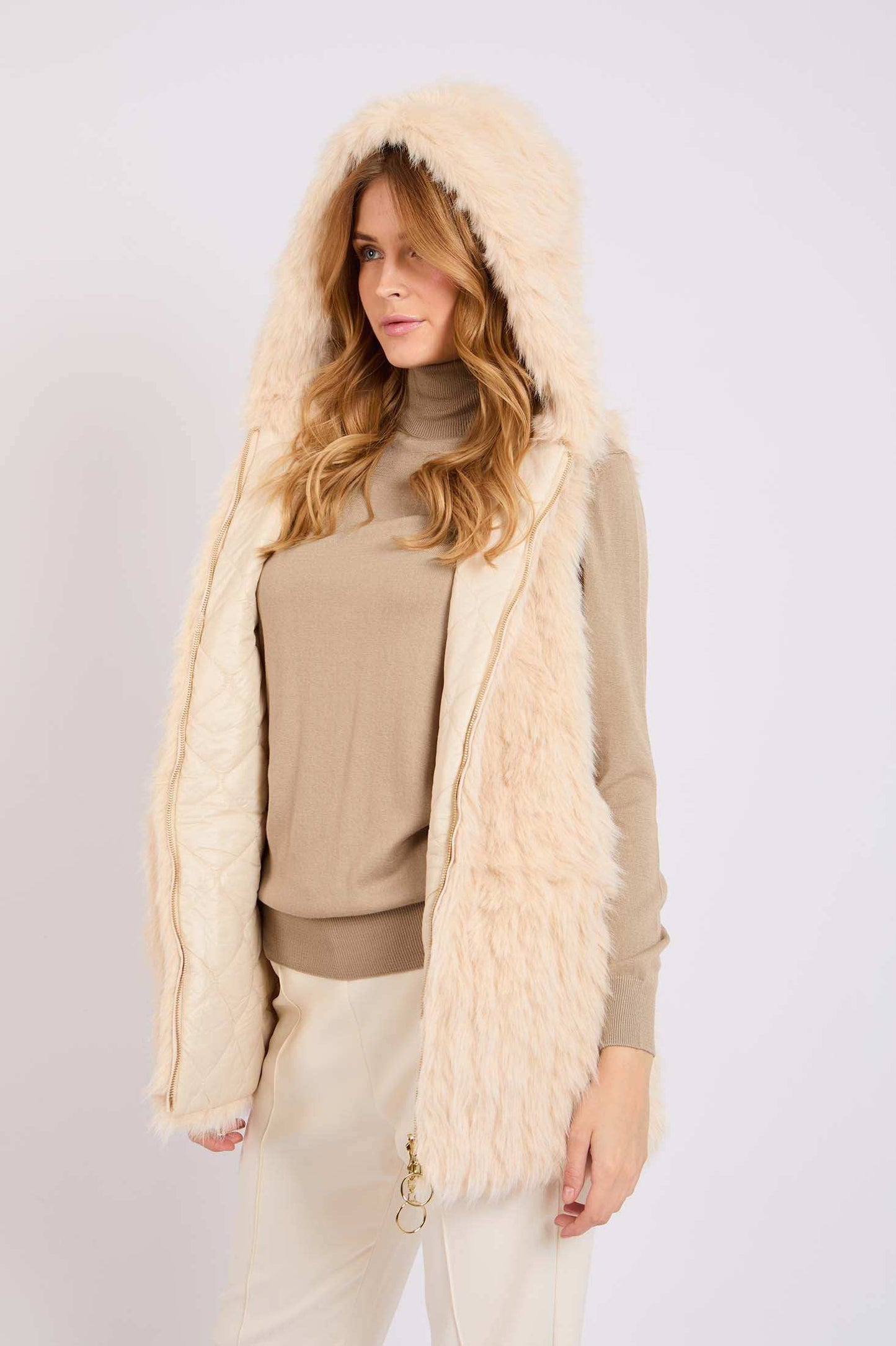 Women Regular Fit Vest Beige