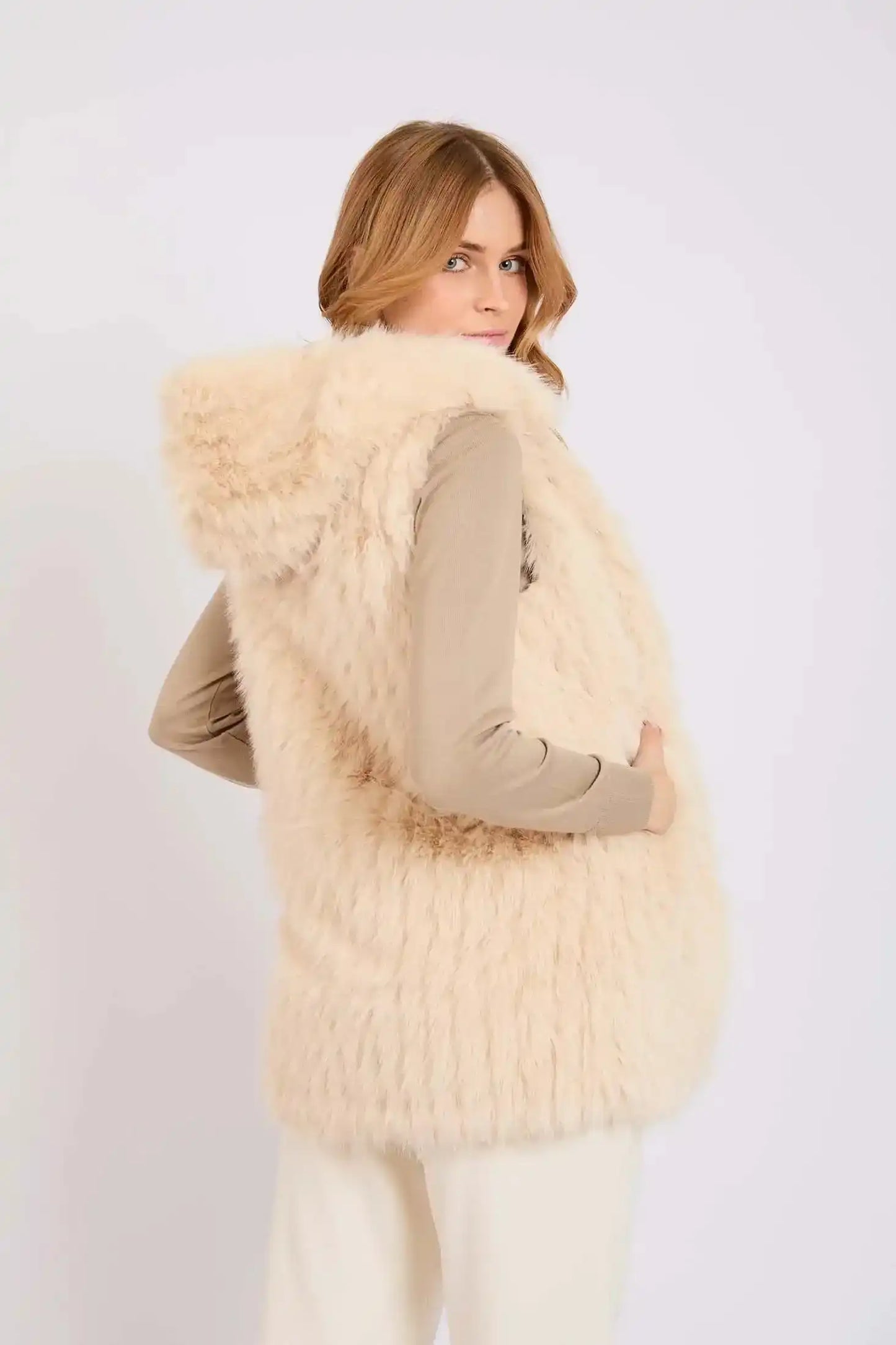 Women Regular Fit Vest Beige
