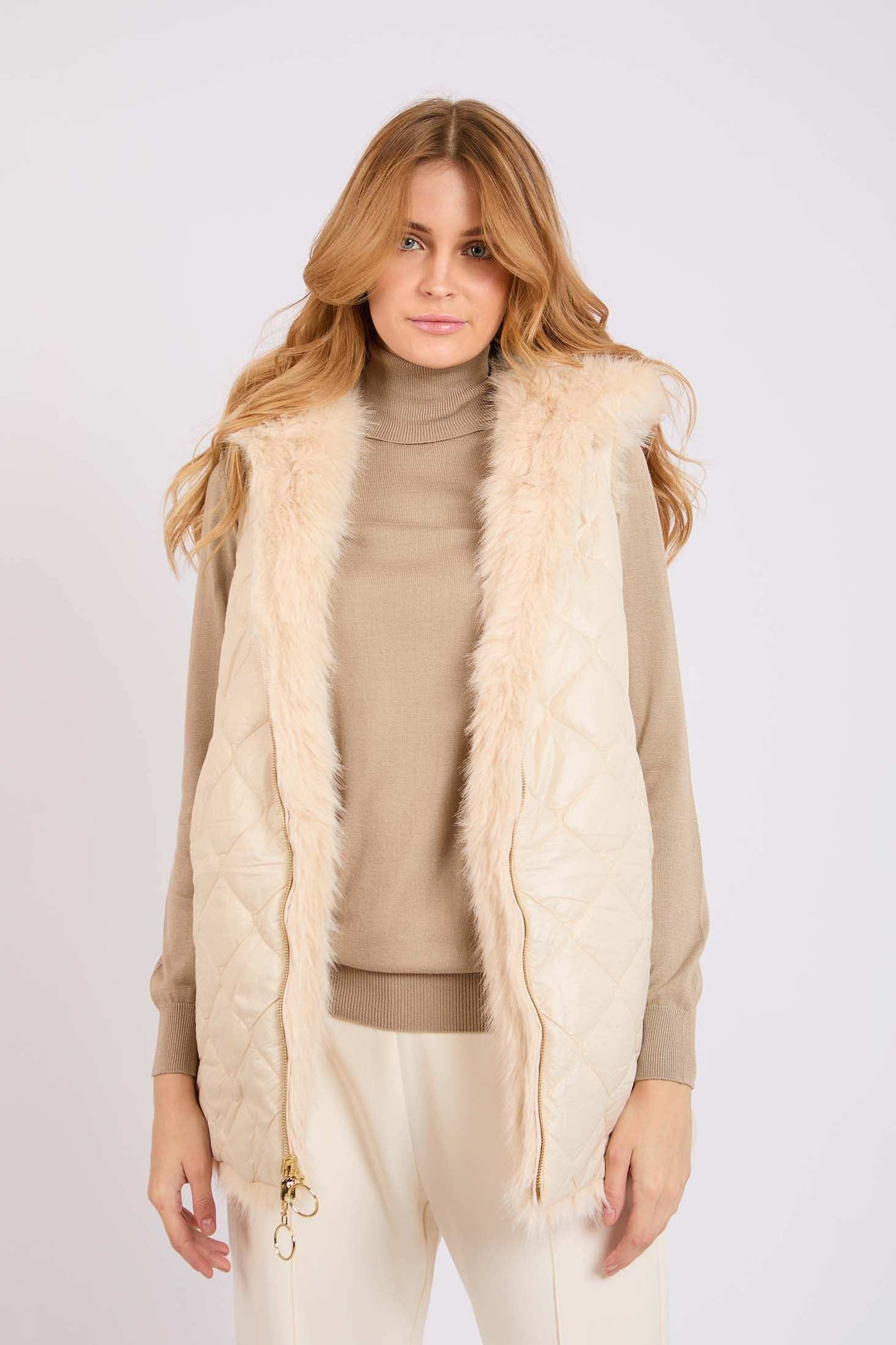 Women Regular Fit Vest Beige