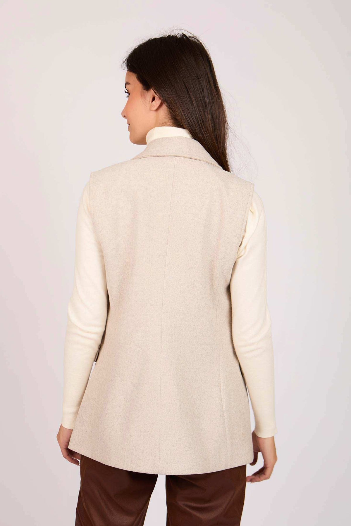 Women Regular Fit Vest Beige