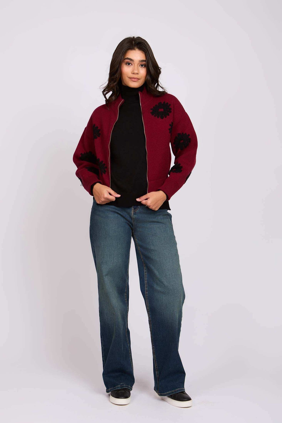 Women Regular Fit Cardigan Burgundy