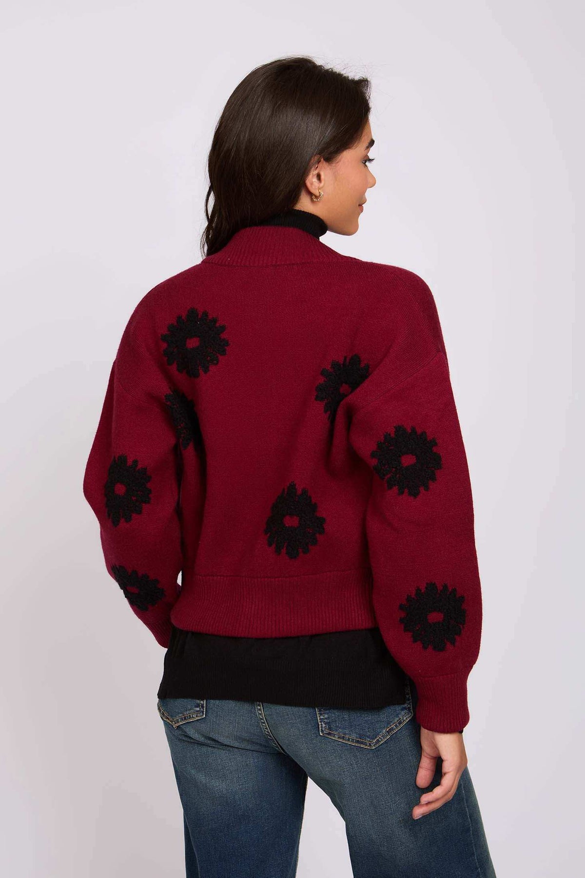 Women Regular Fit Cardigan Burgundy
