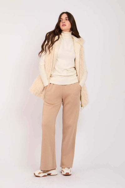 Women Regular Fit Sweat Pant - Beige