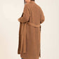 Women Long Cardigan with Belt Brown