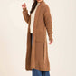 Women Long Cardigan with Belt Brown