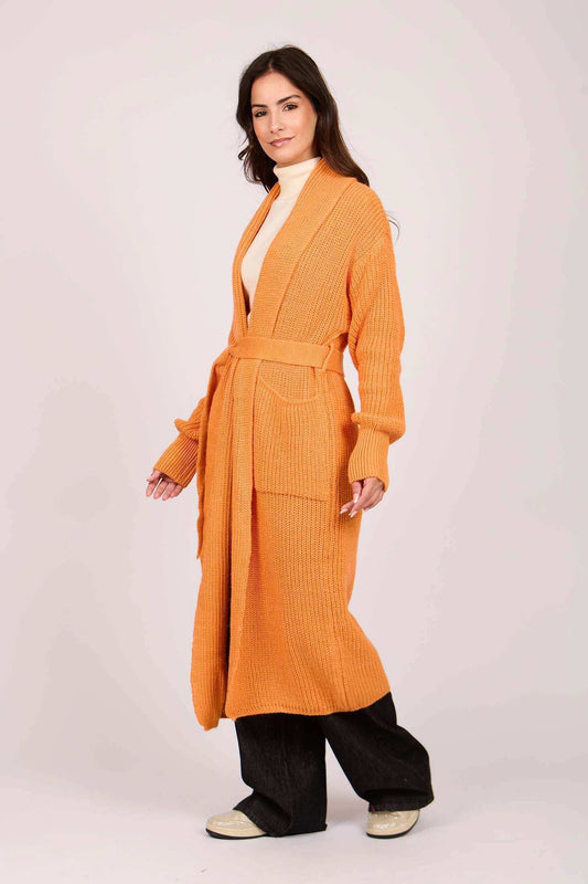 Women Regular Fit Cardigan Orange