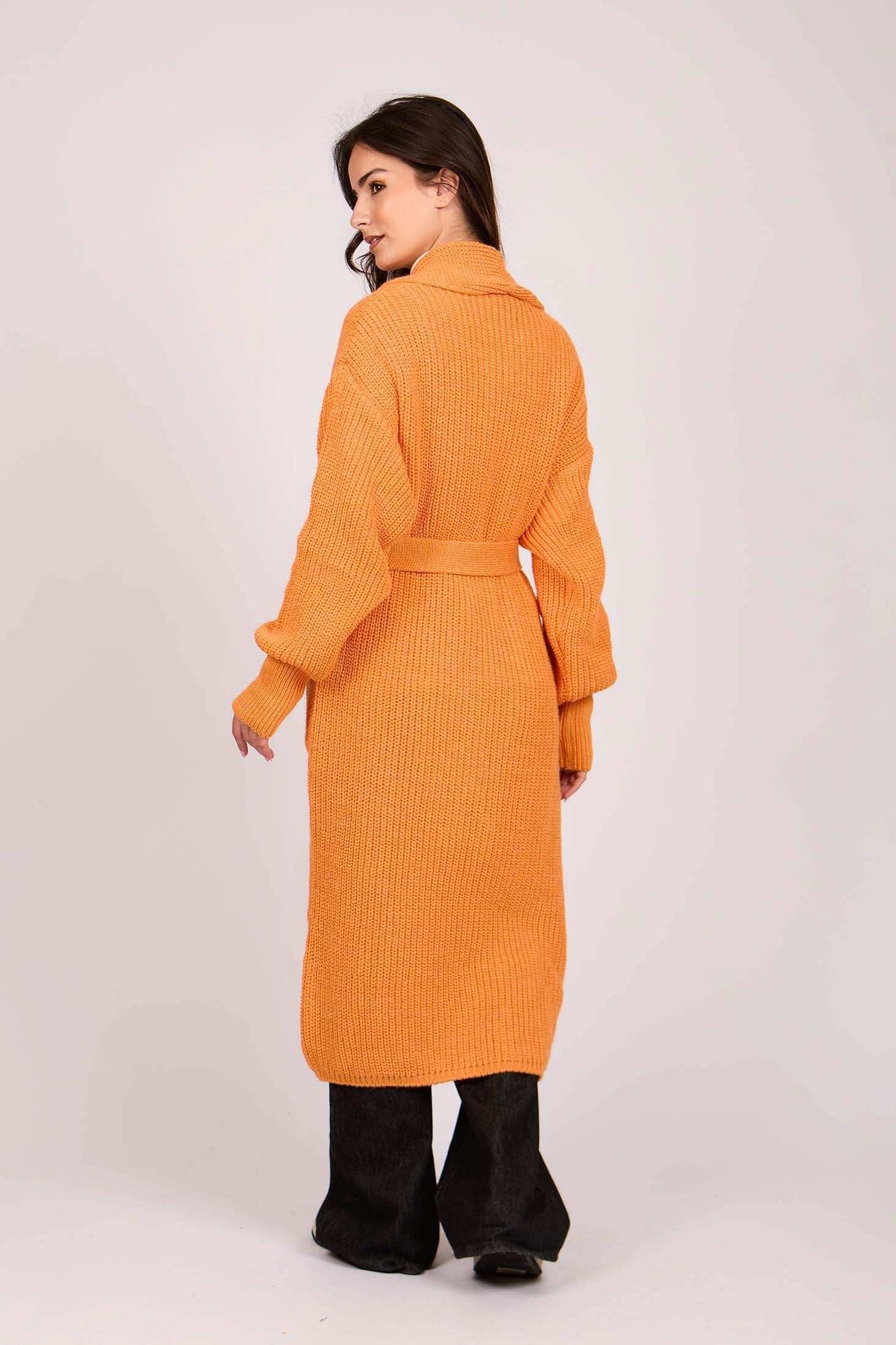 Women Regular Fit Cardigan Orange