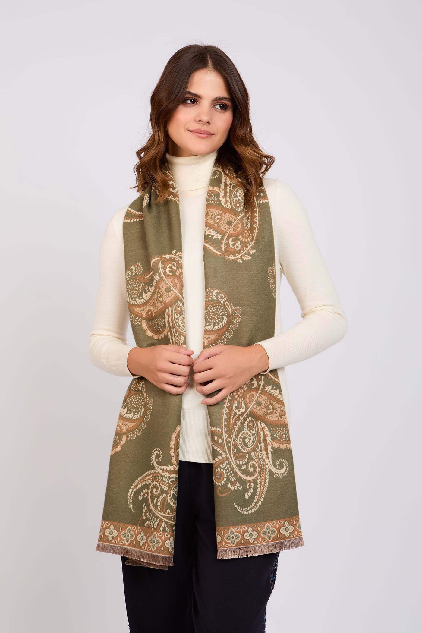 Women Scarf Green Viscose