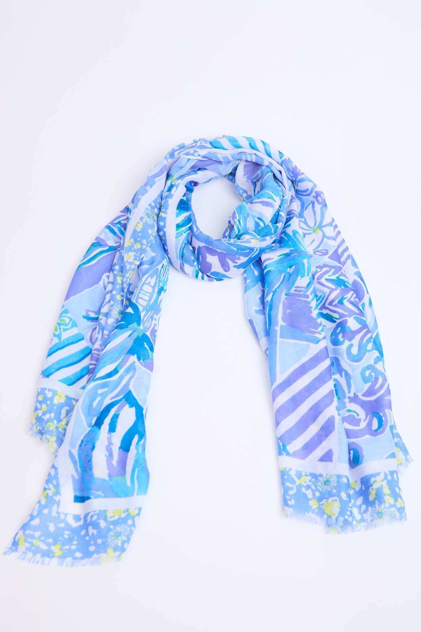 وشاح نسائي أزرق متعدد الألوان