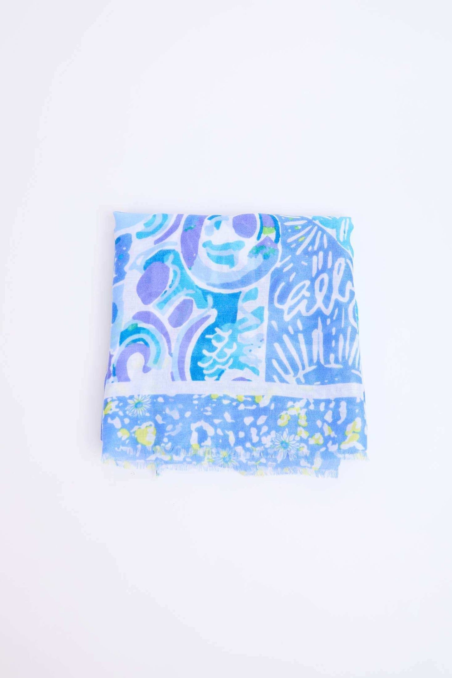 وشاح نسائي أزرق متعدد الألوان