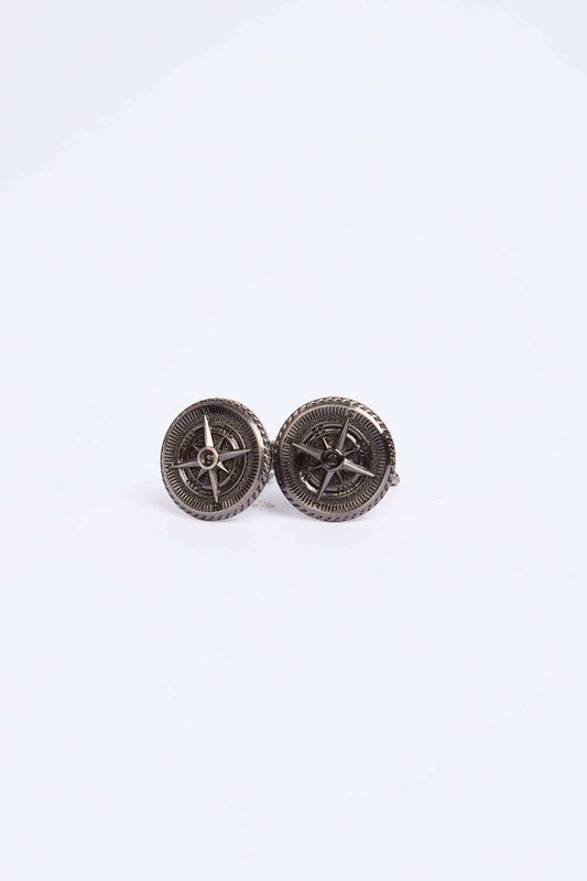 Men Regular Fit Cufflink Gun Grey