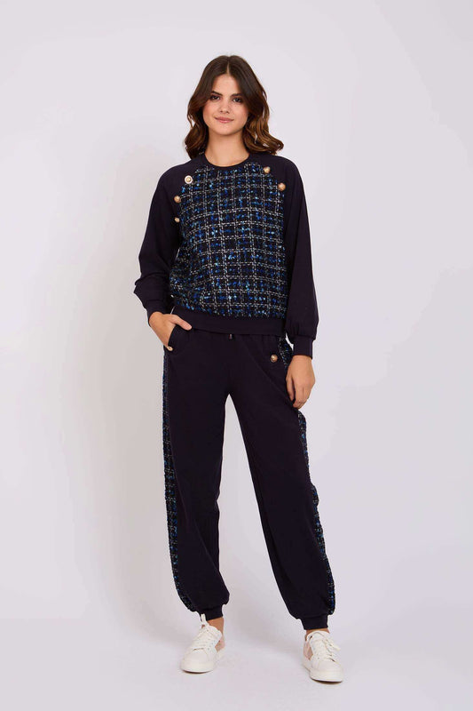 Women Regular Fit Sweat Pants Navy