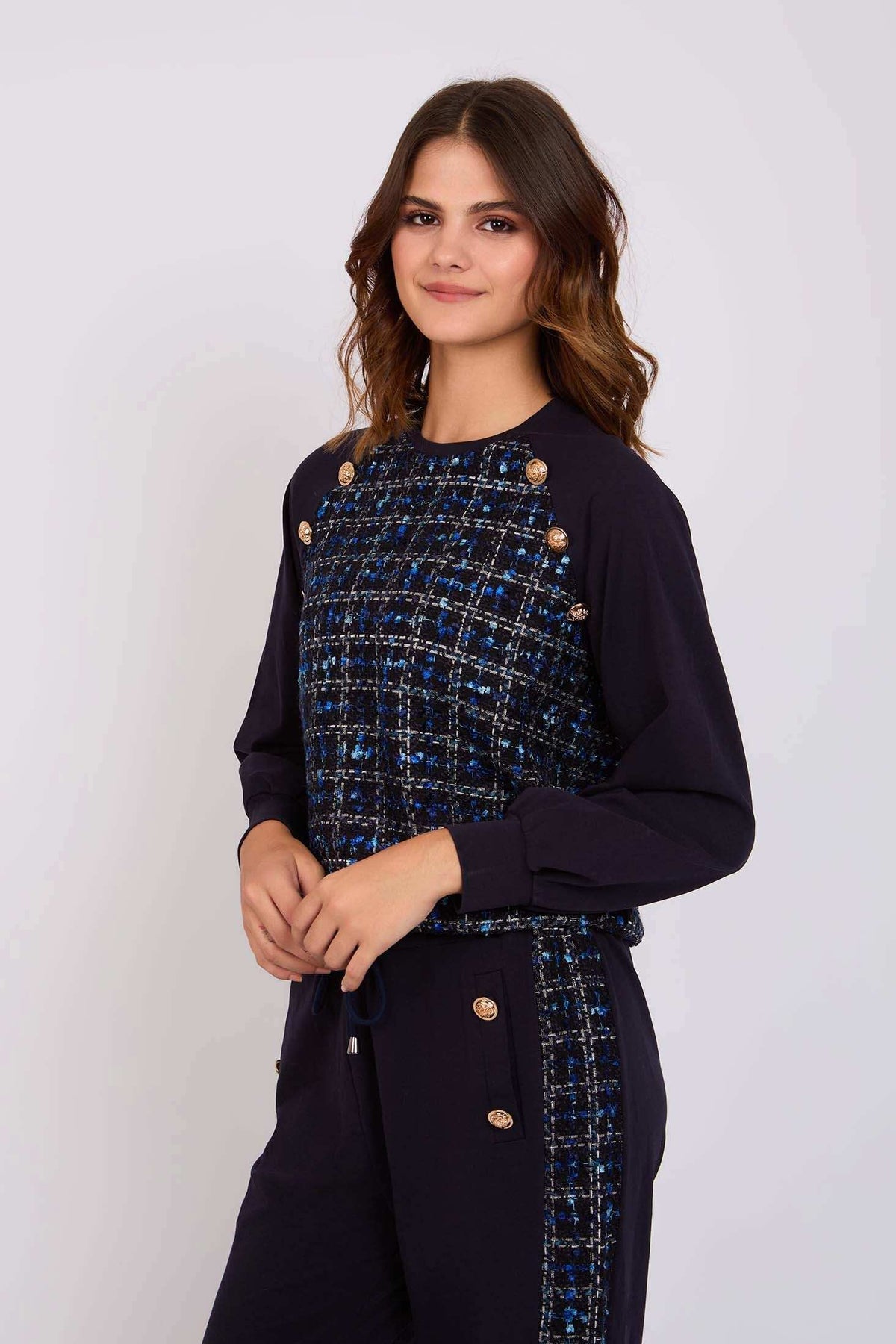 Women Regular Fit Sweatshirt Navy