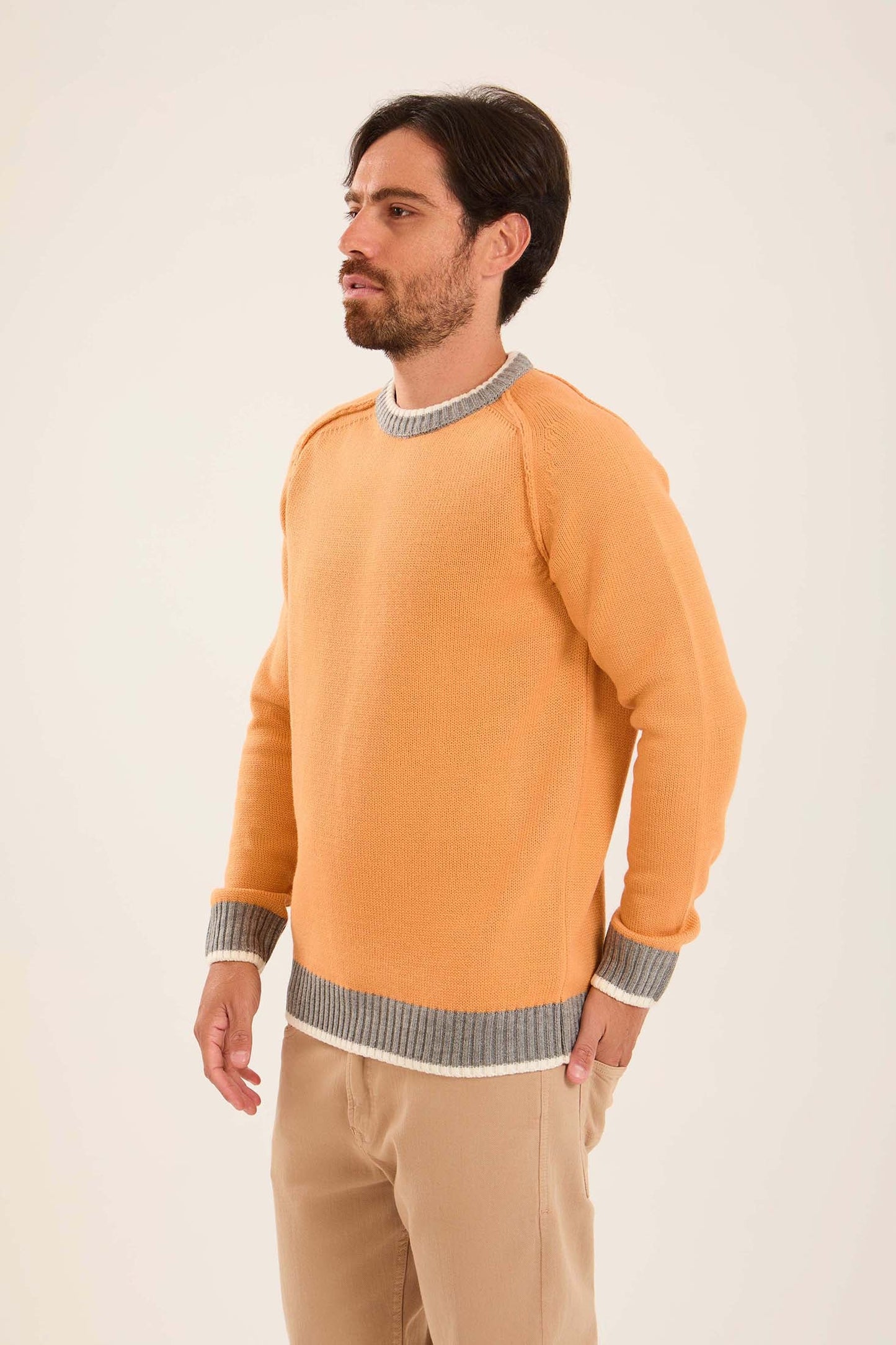 Men Pullover Regular Fit Orange