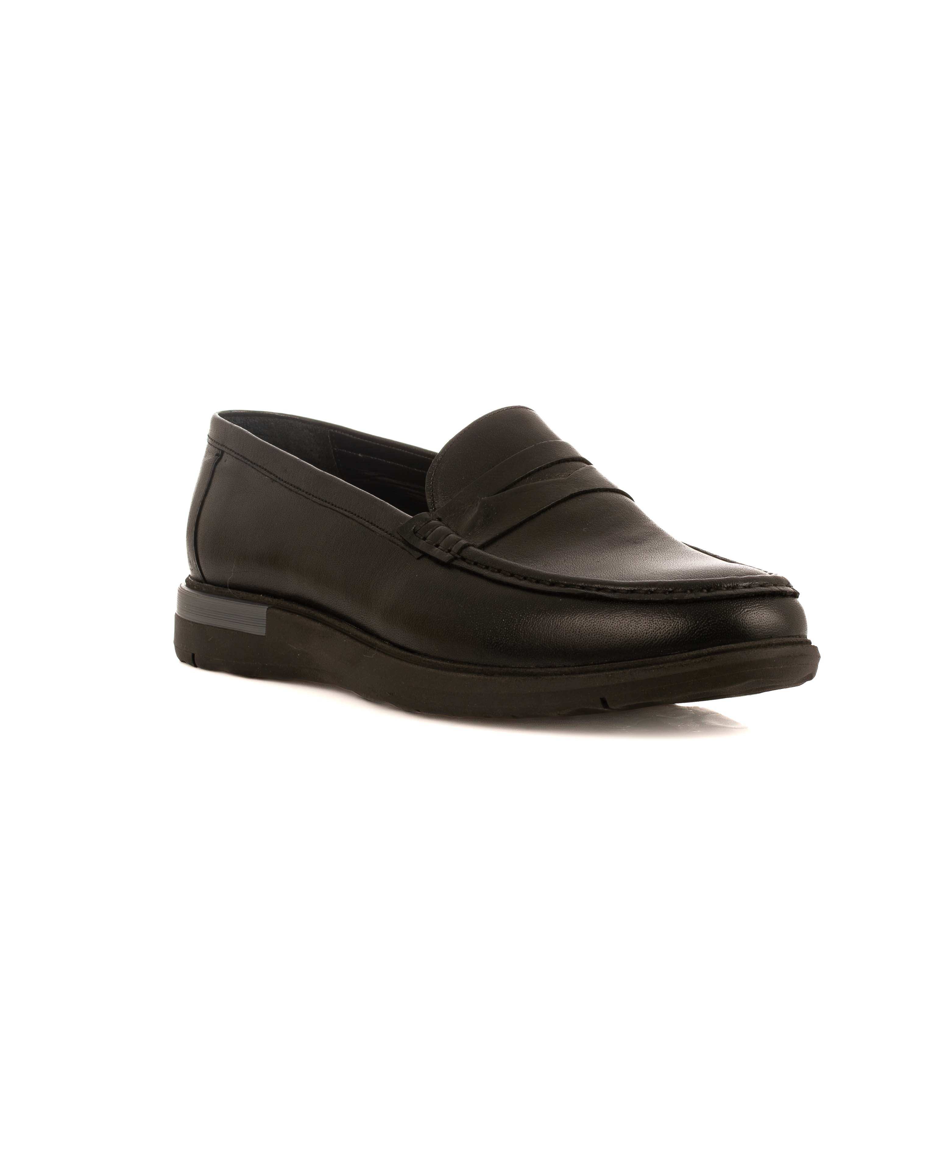 Solid Leather Slip On Shoes
