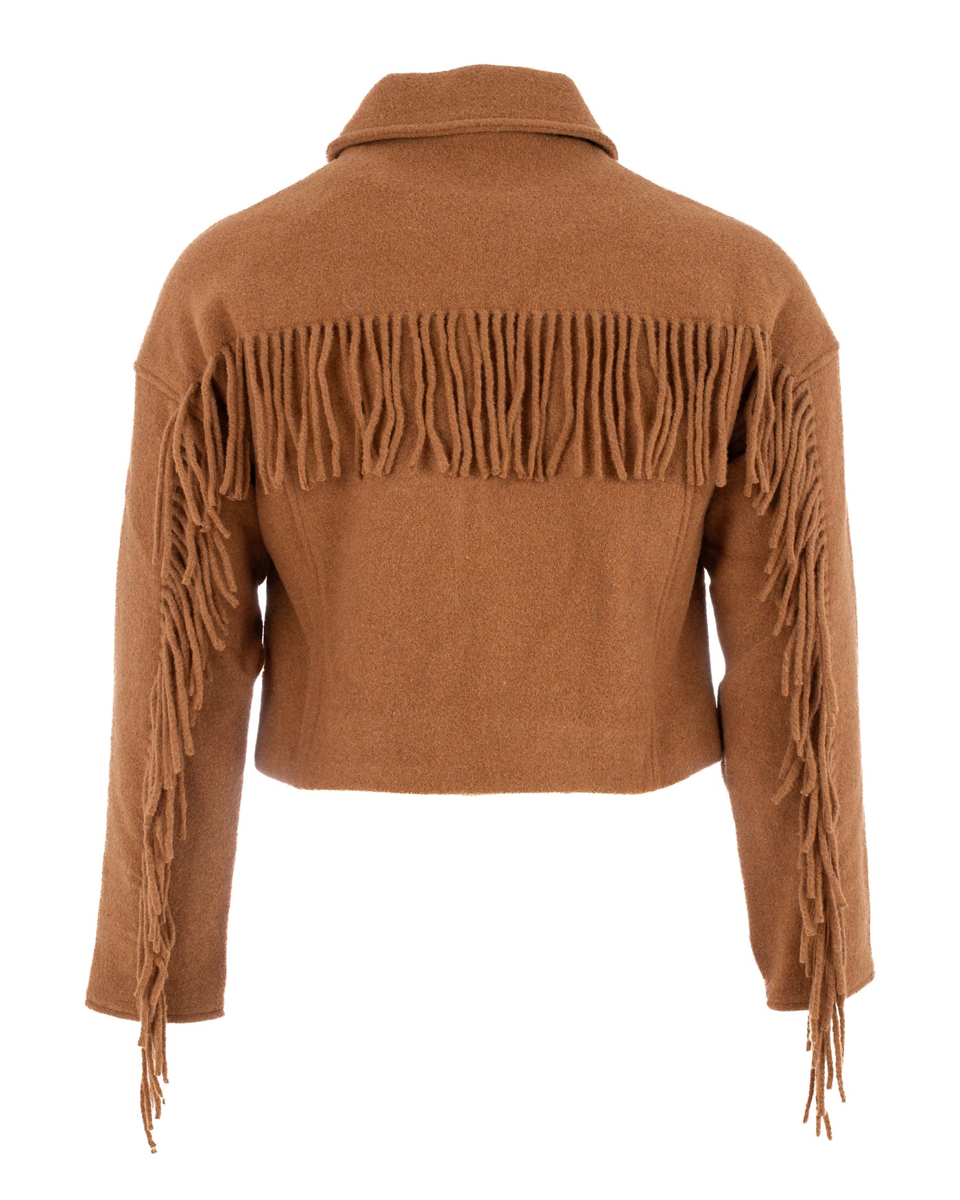 Women Short Jacket with Fringes - Brown