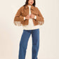 Women Short Jacket with Fringes Brown
