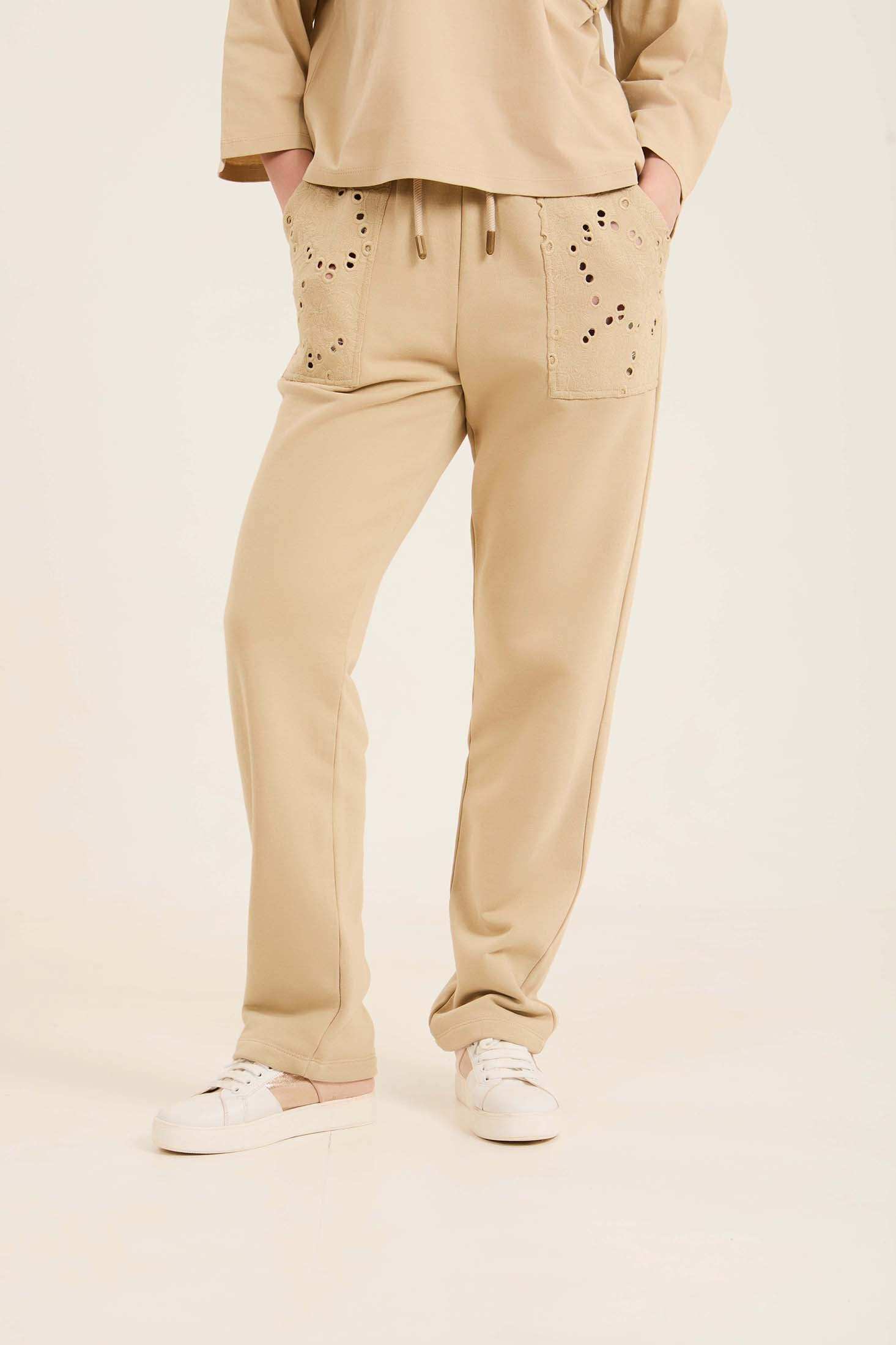 Regular Fit Comfy Pants with Perforated Pockets