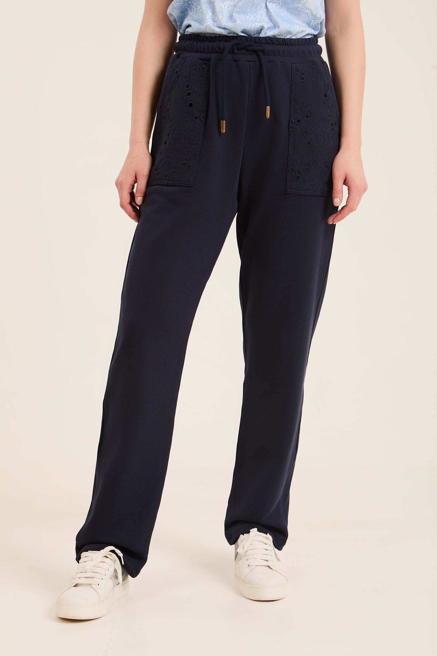Regular Fit Comfy Pants with Perforated Pockets