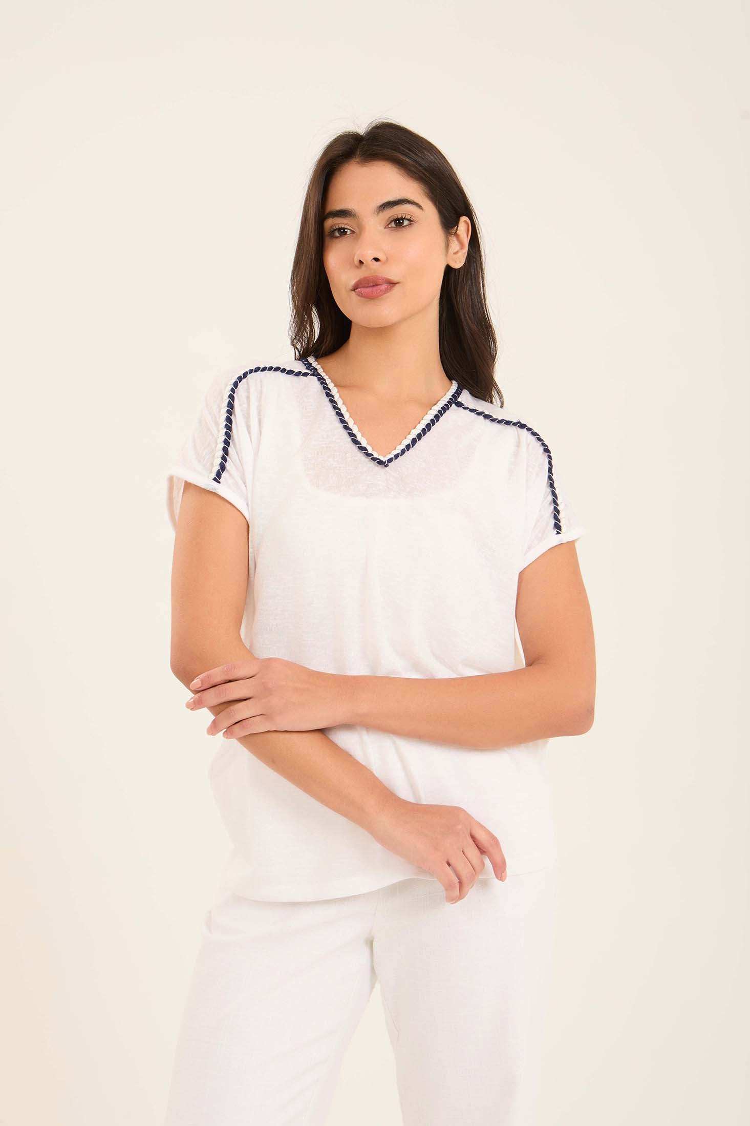 Lightweight Short Sleeves Tee with Stitched Robe
