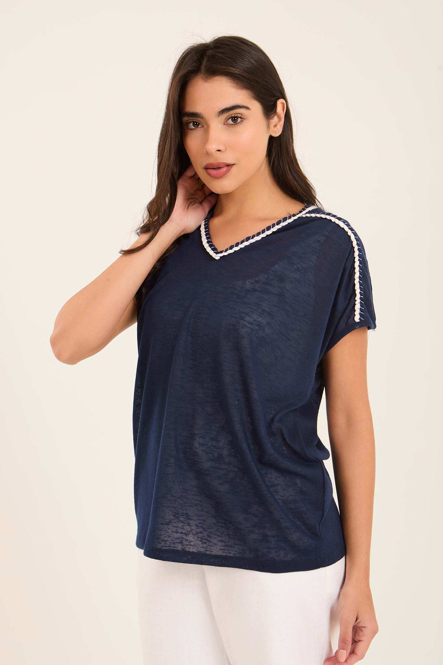 Lightweight Short Sleeves Tee with Stitched Robe