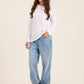Long Sleeves Cotton Tee with Front Embroidery