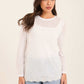 Textured Long Sleeves Tee with Embroidered Trim