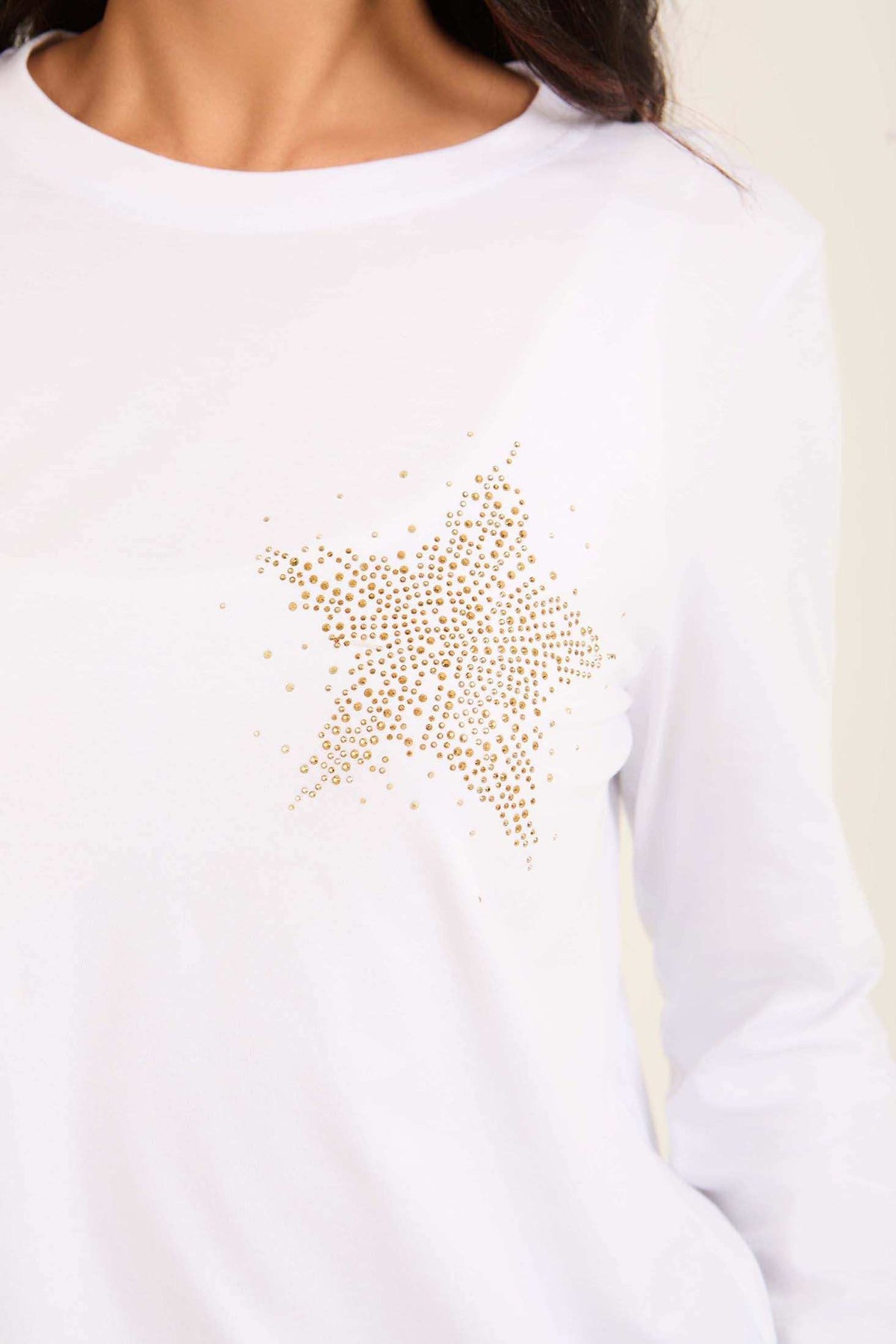 Strassed Star Long Sleeves Cotton Tee