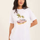 Elbow Sleeves Summer Tee with Front Print