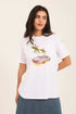 Elbow Sleeves Summer Tee with Front Print