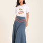 Elbow Sleeves Summer Tee with Front Print